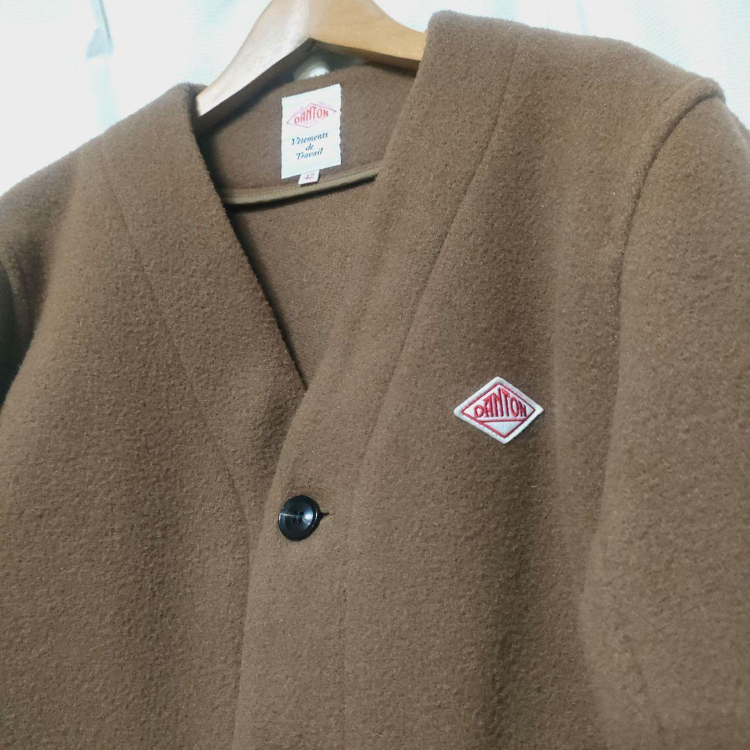 DANTON ダントン ウールモッサー ノーカラー ジャケット 42