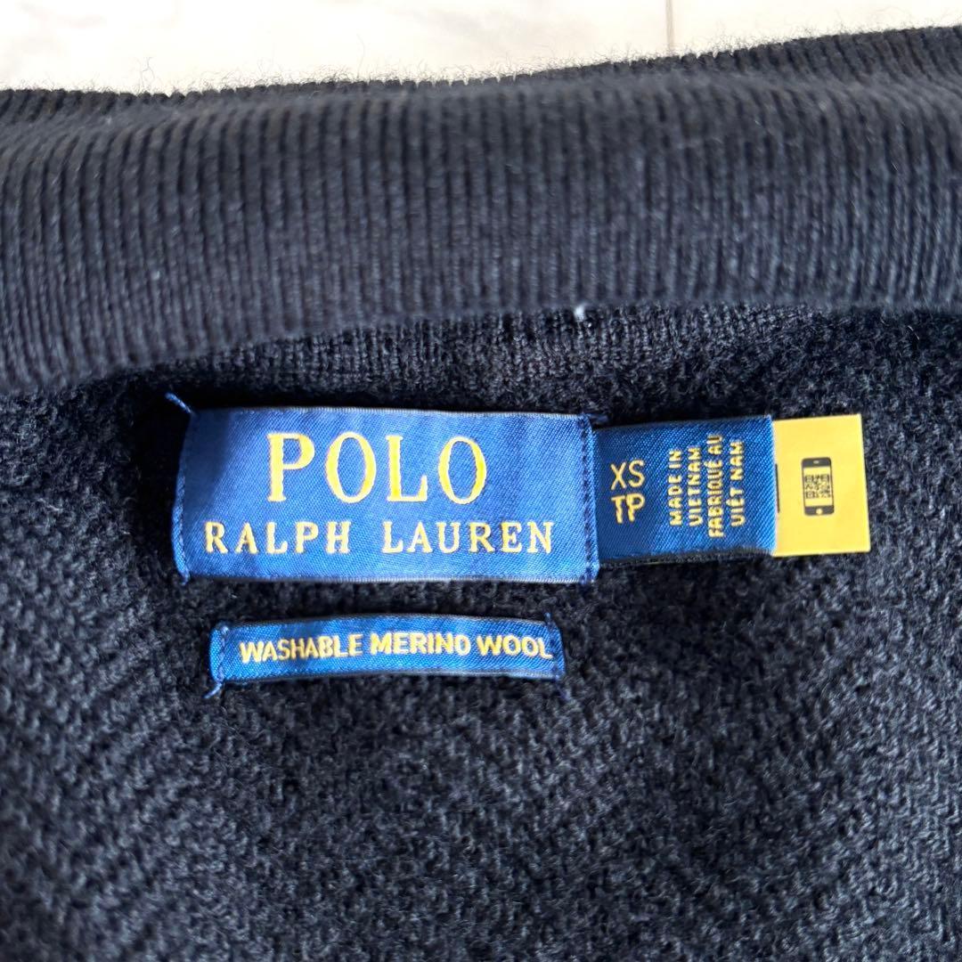 ラルフローレン ドライバーズニットウォッシャブル メリノウール ポニー刺繍 黒