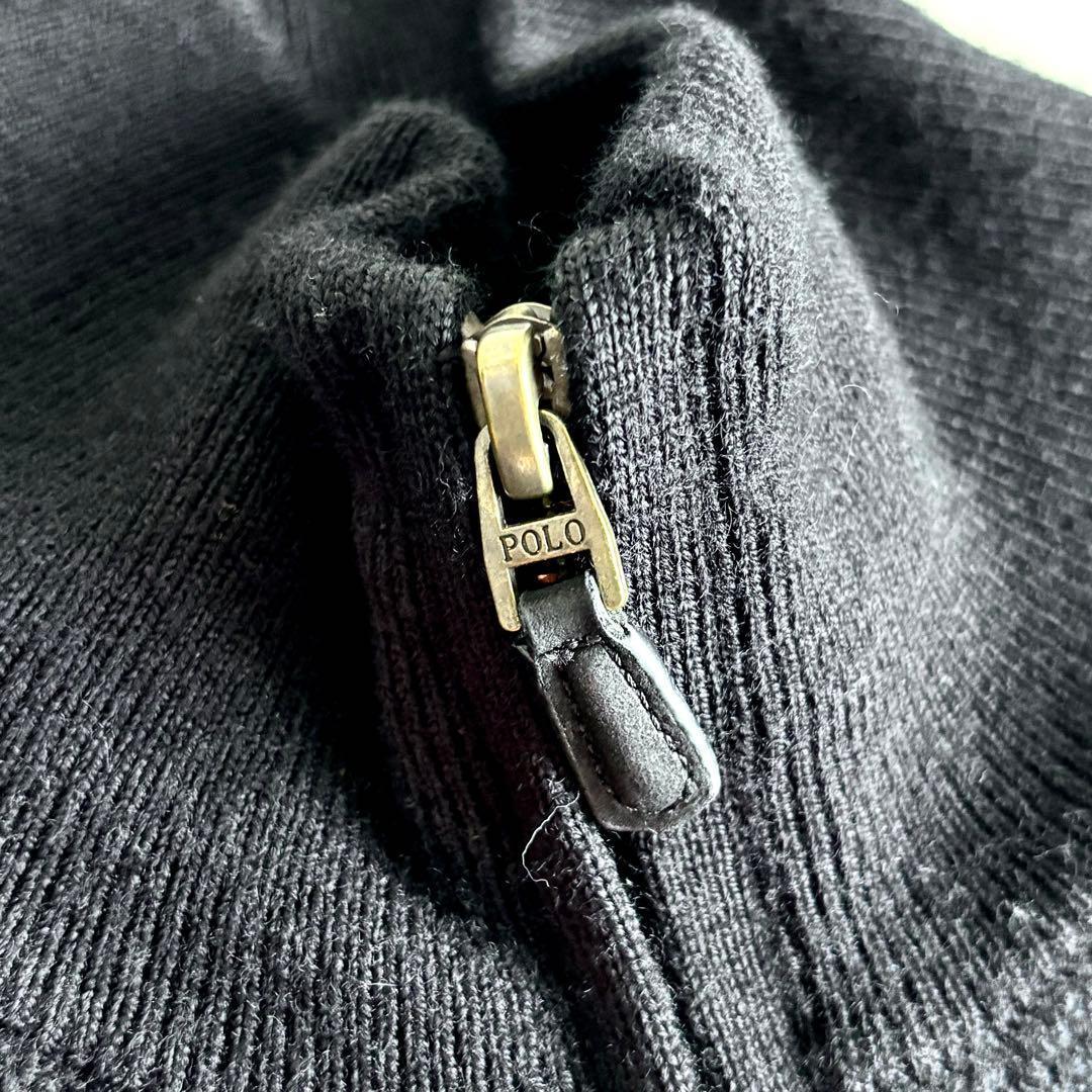 ラルフローレン ドライバーズニットウォッシャブル メリノウール ポニー刺繍 黒