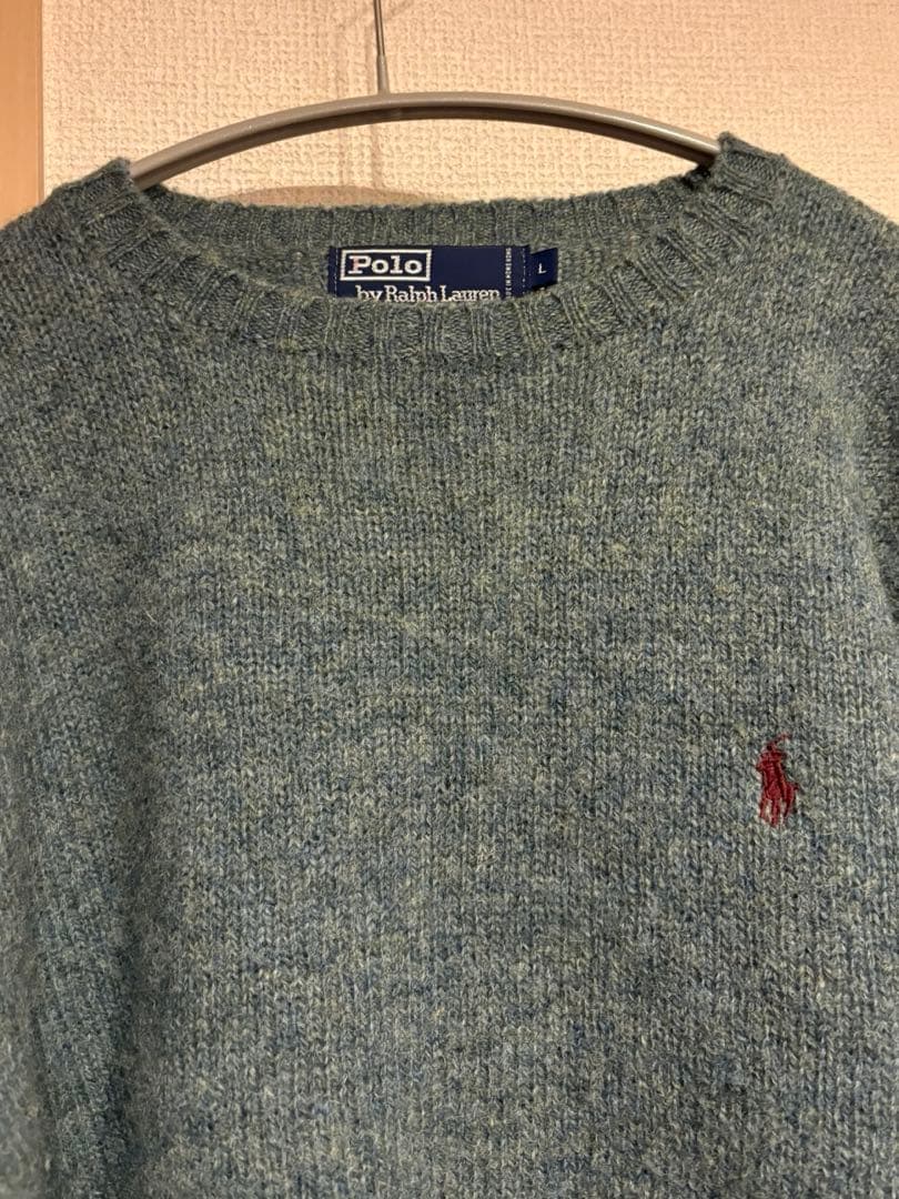 ⭐︎値下げ⭐︎ラルフローレン　ウールセーター L ブルー　グレー
