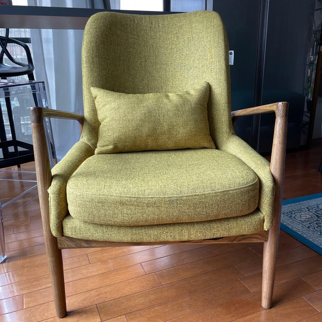 【MINU】シングルソファ　マスタードイエロー　MUSOUファニチャー