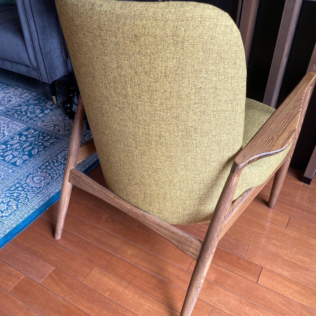 【MINU】シングルソファ　マスタードイエロー　MUSOUファニチャー