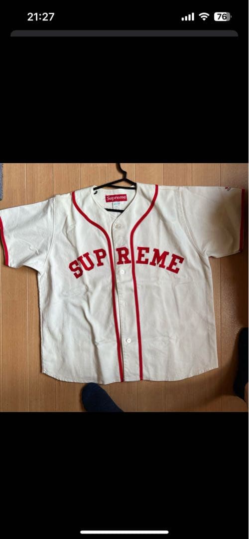 Supreme ベースボールジャージ ホワイト/レッド