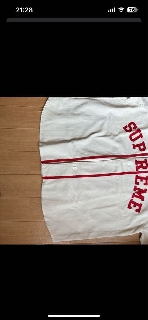 Supreme ベースボールジャージ ホワイト/レッド