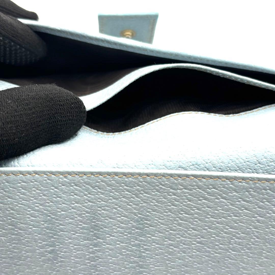 グッチ 長財布 GGキャンバス ロゴプレート 折り財布 Wフラップ ブルー