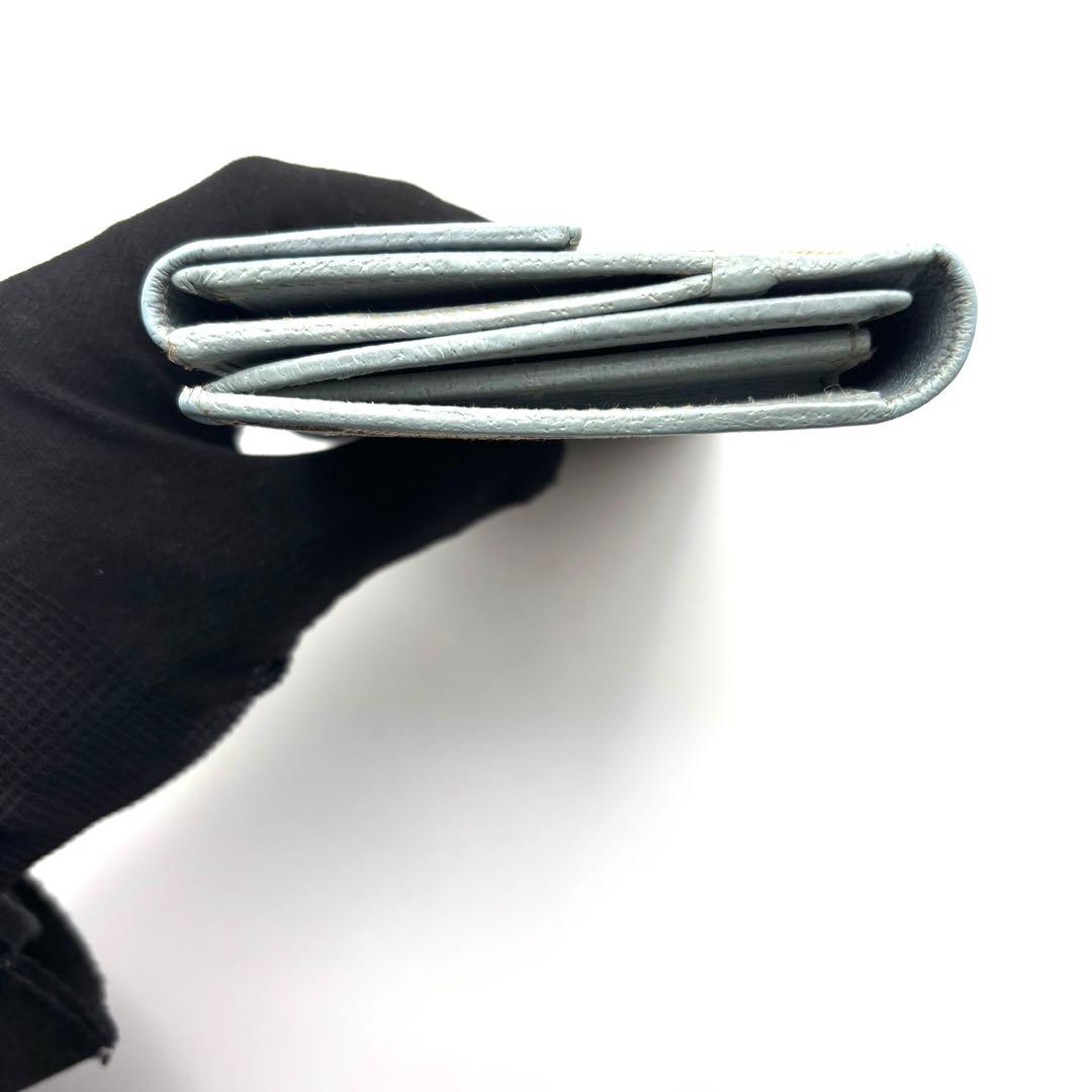 グッチ 長財布 GGキャンバス ロゴプレート 折り財布 Wフラップ ブルー