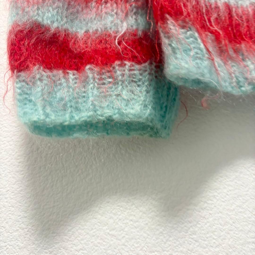 ミルクボーイ ボーダー 柄ニット モヘア風 ウール90% 原宿系 ユニセックス