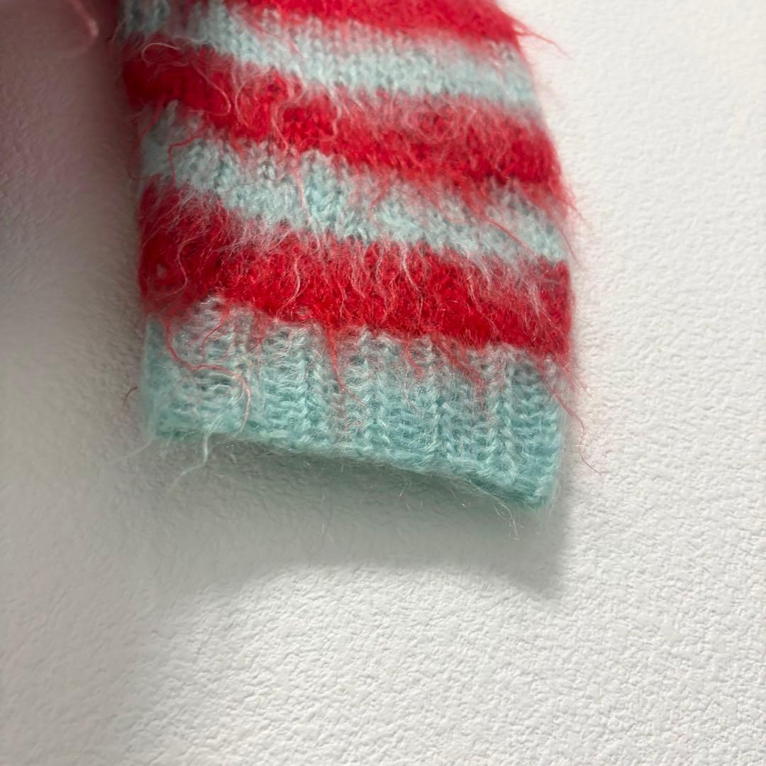 ミルクボーイ ボーダー 柄ニット モヘア風 ウール90% 原宿系 ユニセックス