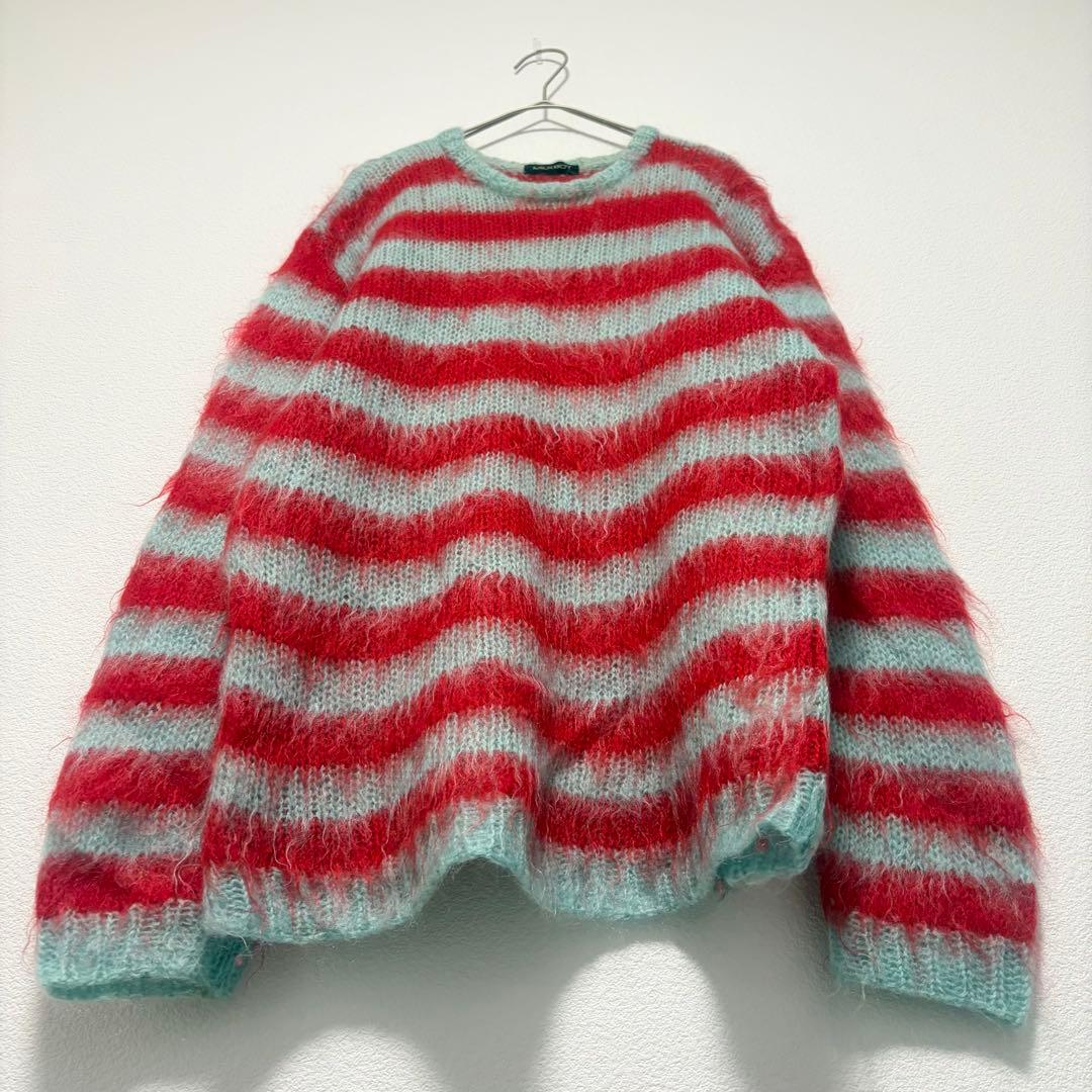 ミルクボーイ ボーダー 柄ニット モヘア風 ウール90% 原宿系 ユニセックス