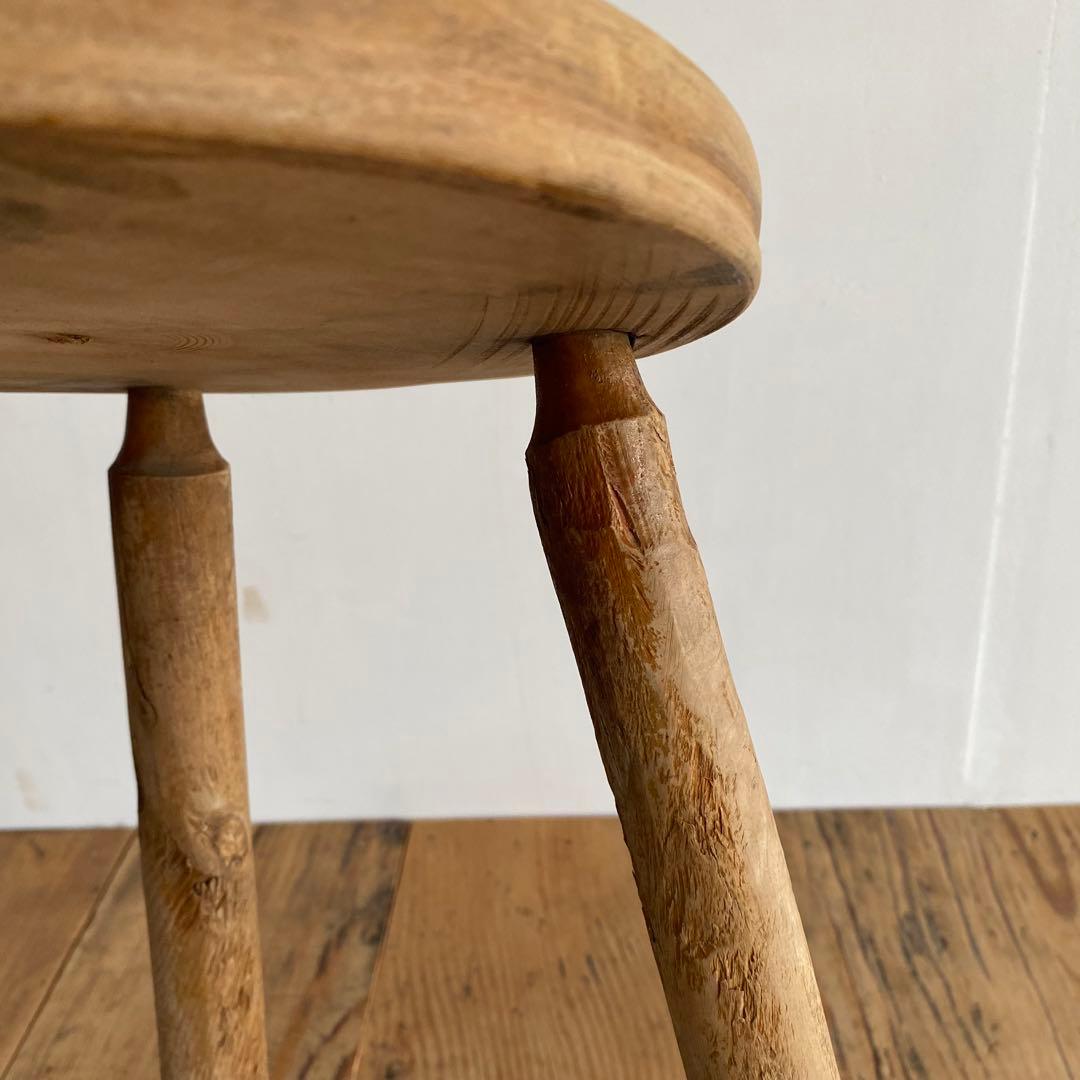 アンティーク スツール 椅子 無垢材 無塗装 シャビー z844