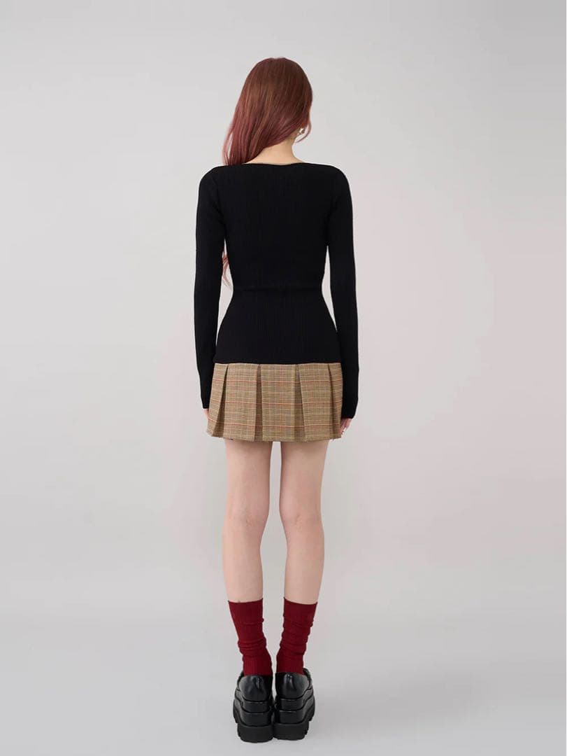 Darich Darich ポイントチェックニットミニワンピース BLK