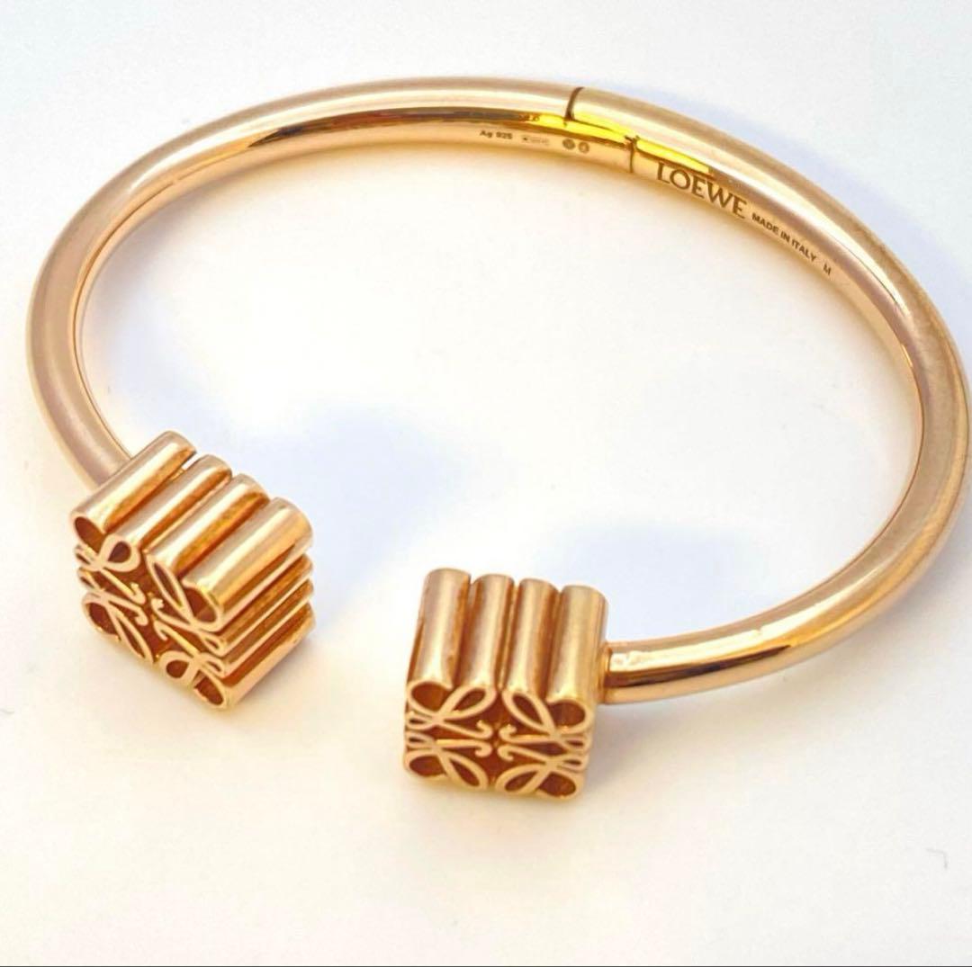 ロエベ　アナグラム カフ ブレスレット　バングル　LOEWE ローズゴールド