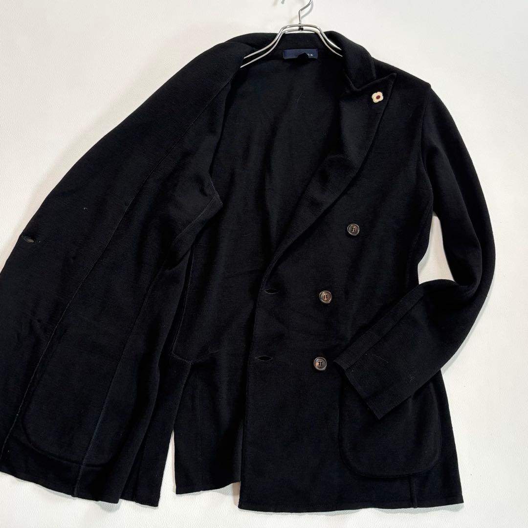 ラルディーニ ダブルテーラードジャケット ウール100% M ブートニエール 黒