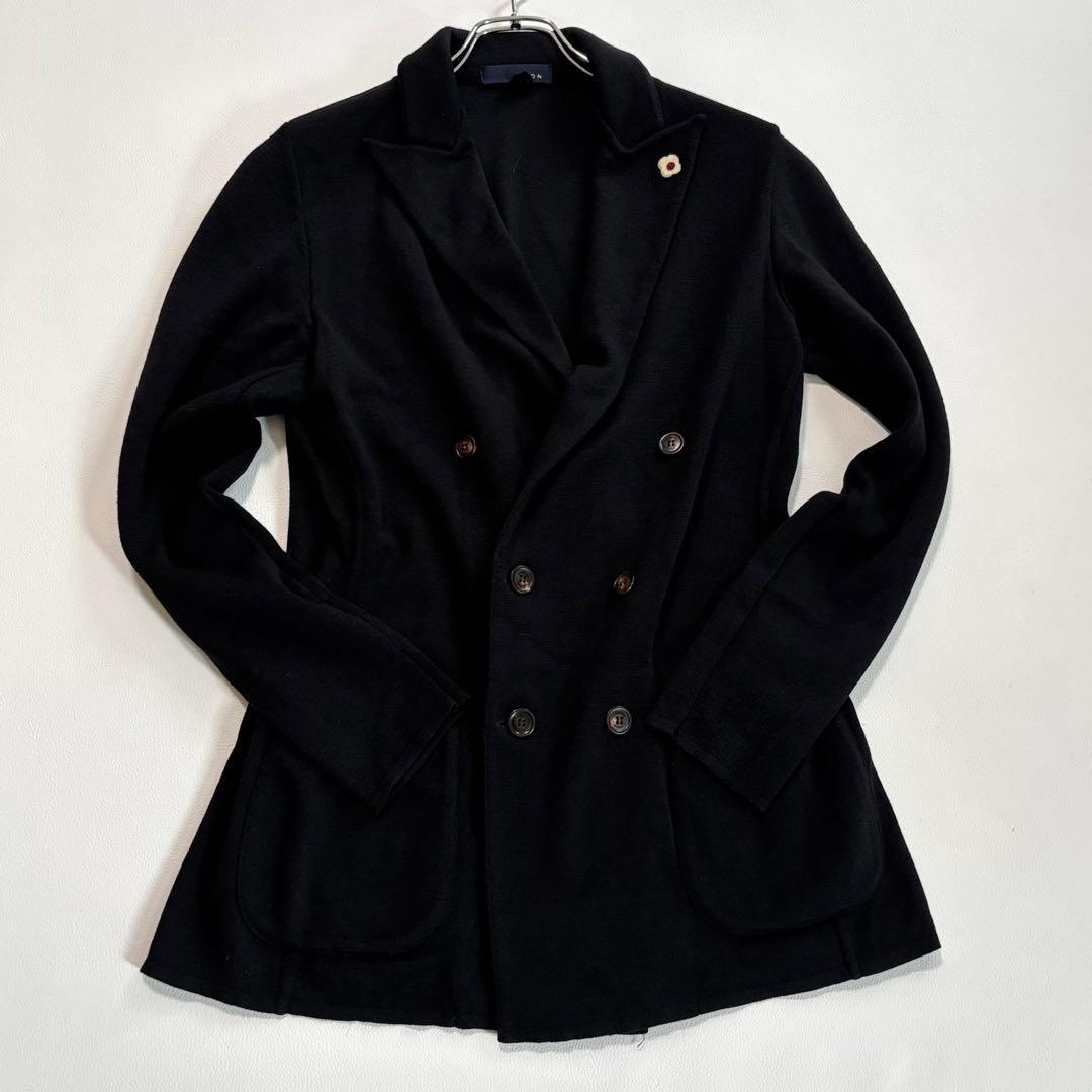 ラルディーニ ダブルテーラードジャケット ウール100% M ブートニエール 黒