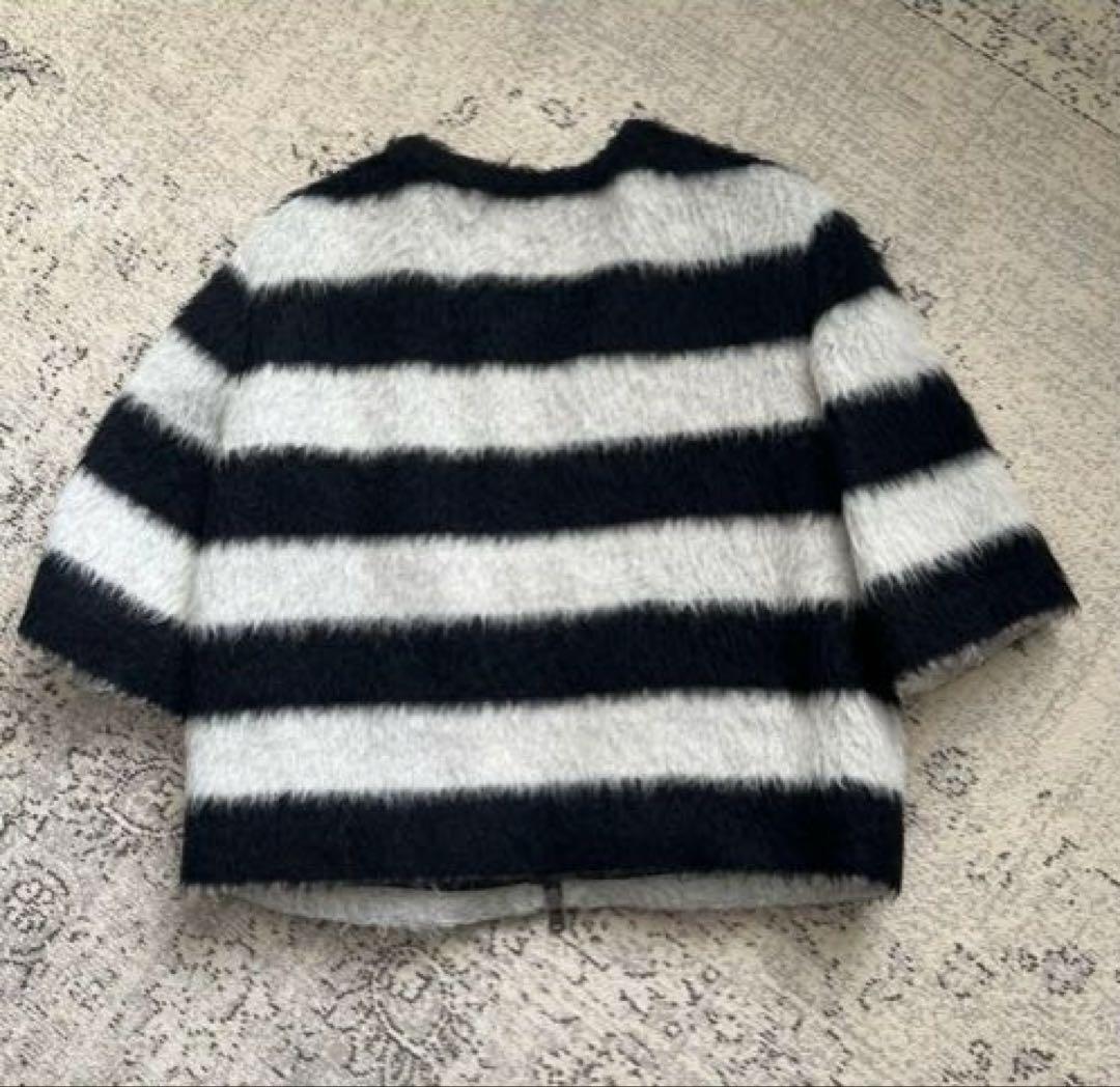 ☆EMPORIO ARMANI アルマーニ　ストライプ　ファーコート 38☆