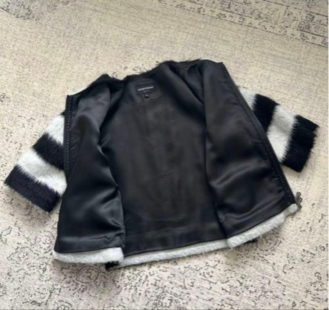 ☆EMPORIO ARMANI アルマーニ　ストライプ　ファーコート 38☆