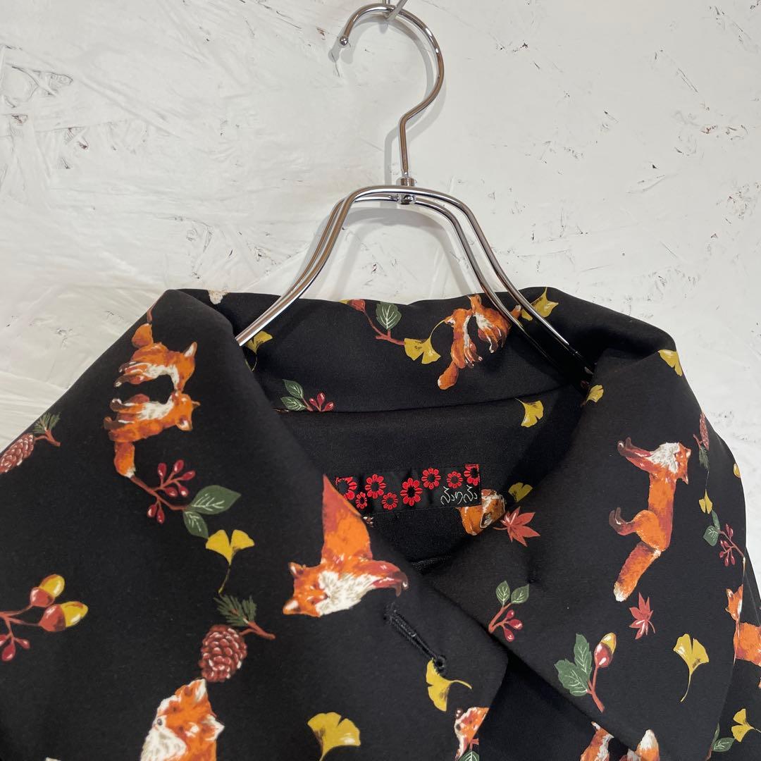 新品未使用タグ付き【ふりふ】キツネスクエアコート　ショートコート　黒　F