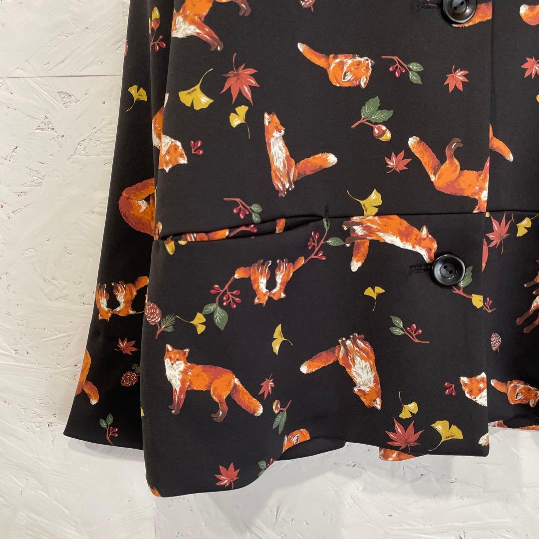 新品未使用タグ付き【ふりふ】キツネスクエアコート　ショートコート　黒　F