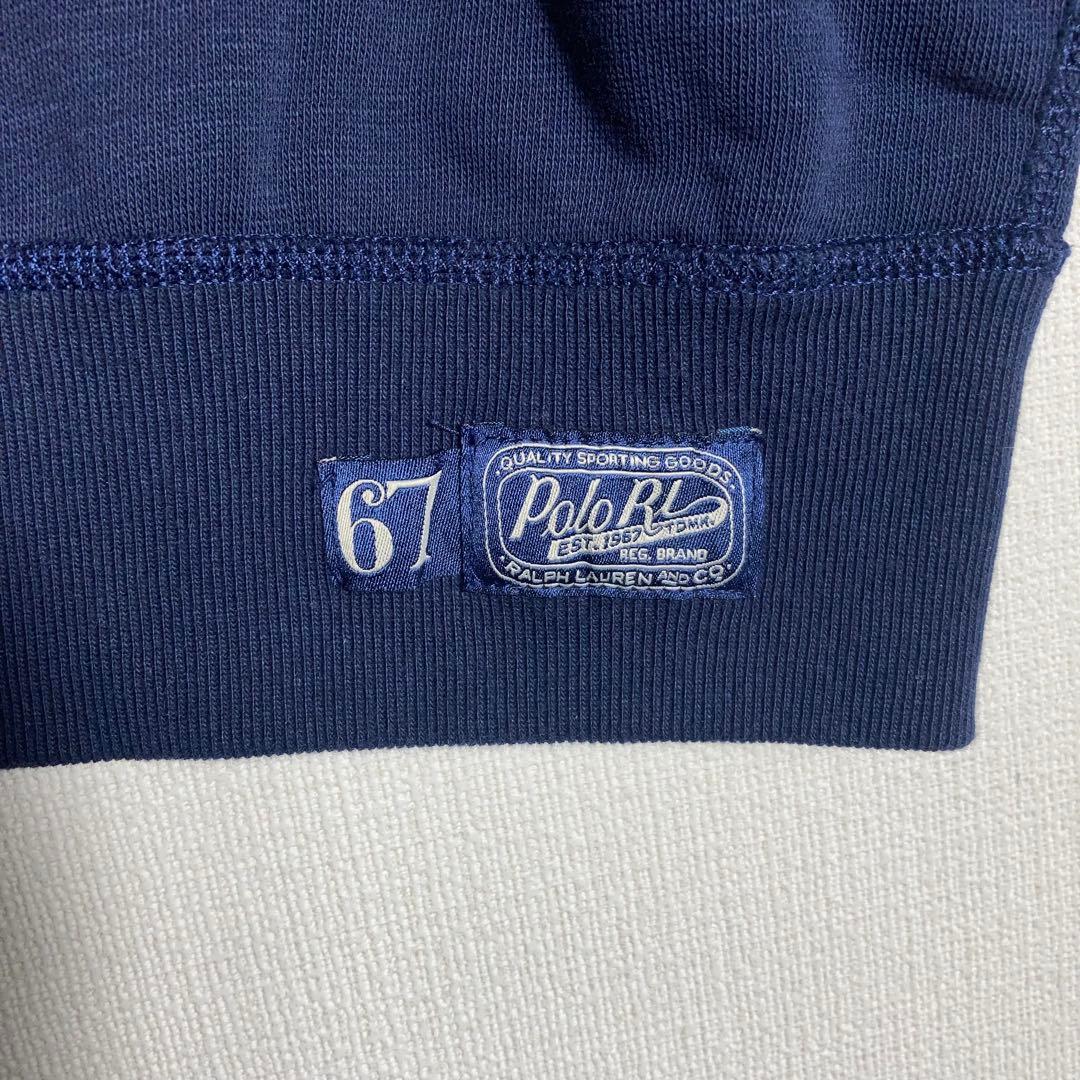 【美品】RALPH LAUREN スウェット 前V POLO 裏起毛 紺 M