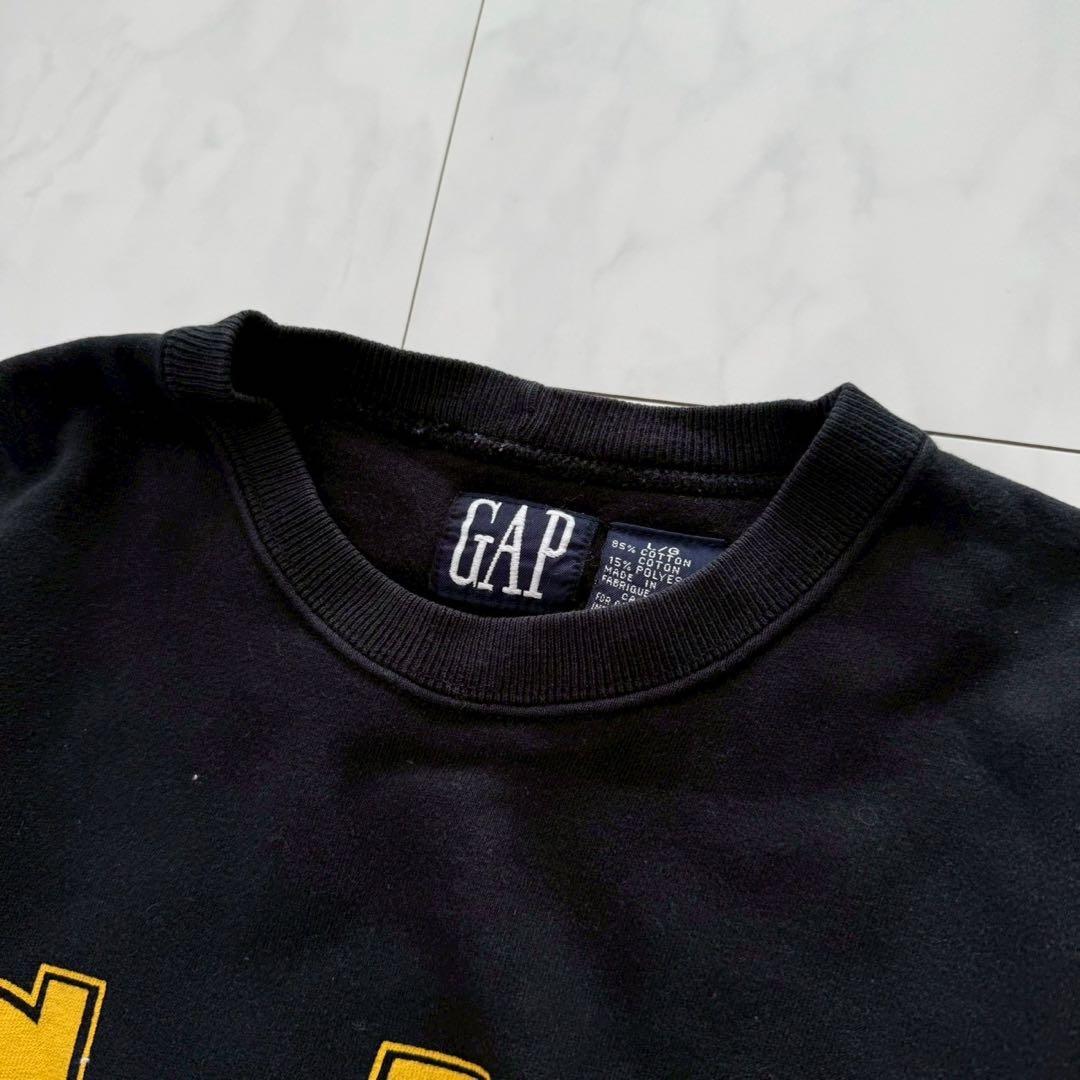 希少80s～90s【OLD GAP】スウェット・デカロゴ ◇黒・L・旧タグ　韓国