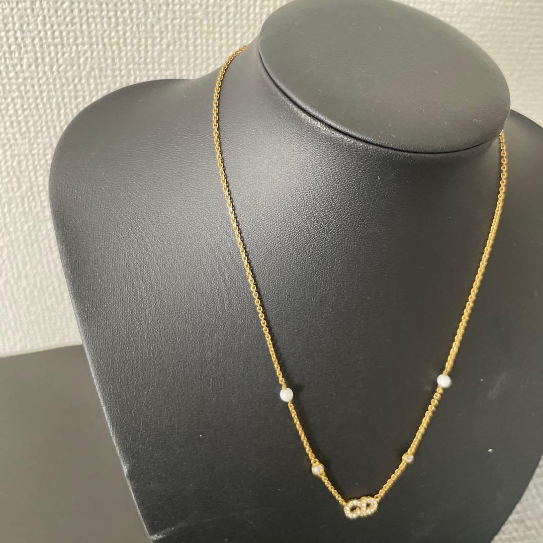 美品 Dior ネックレス Clair D Lune ラインストーン ゴールド