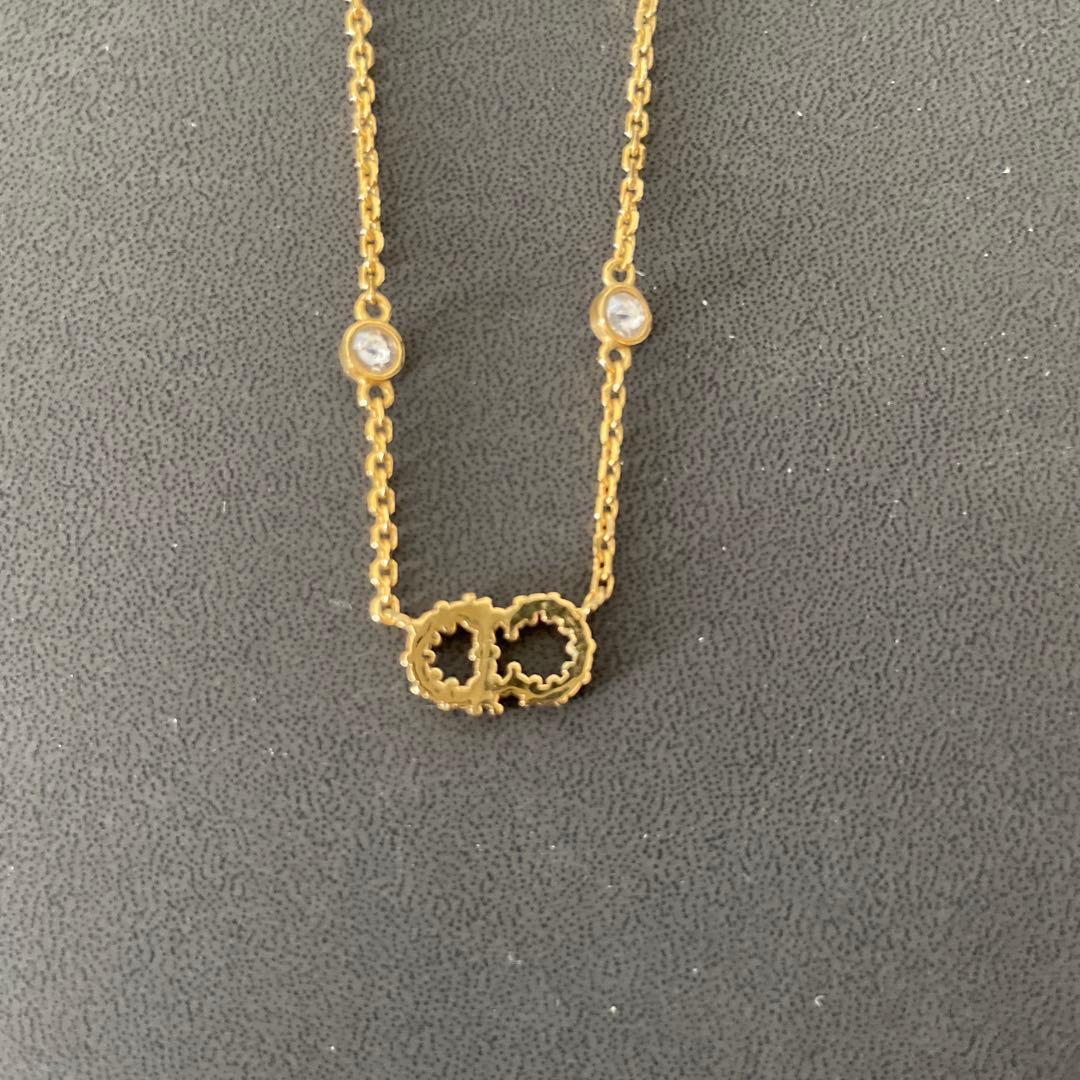 美品 Dior ネックレス Clair D Lune ラインストーン ゴールド