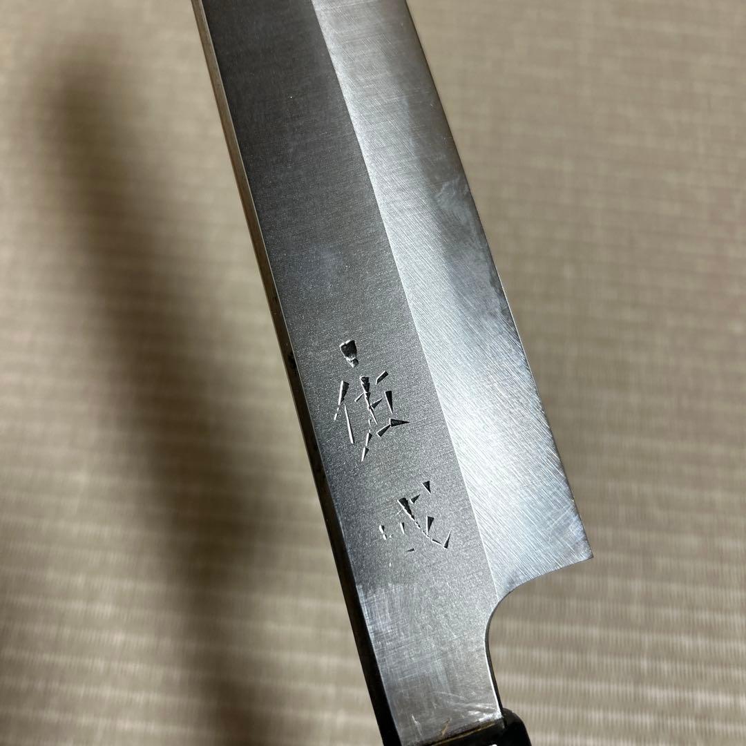本焼　剥き包丁　白一鋼　佑成　ムキモノ　和包丁　薄刃　紫檀黒水牛八角柄