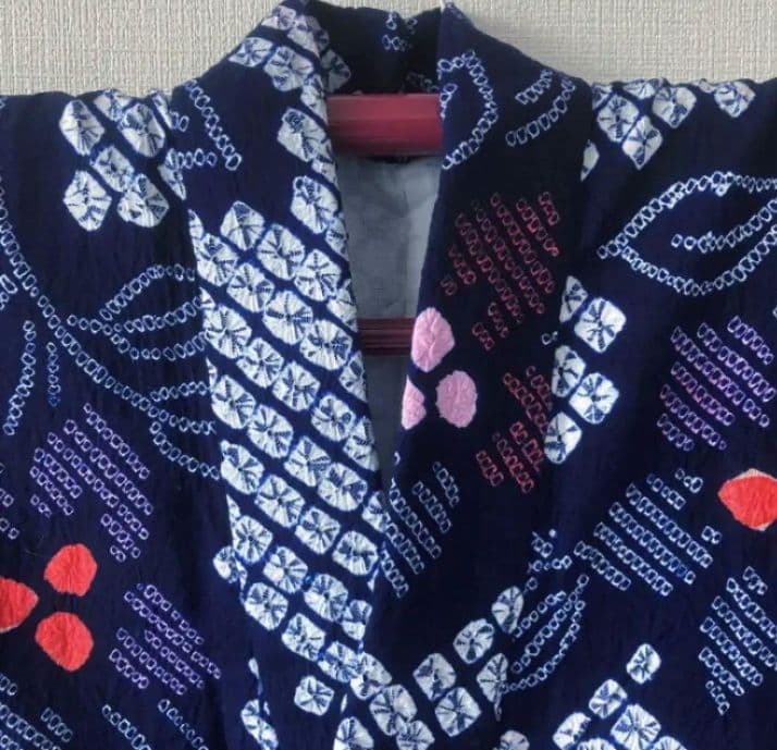 有松絞り　浴衣　身丈159cm