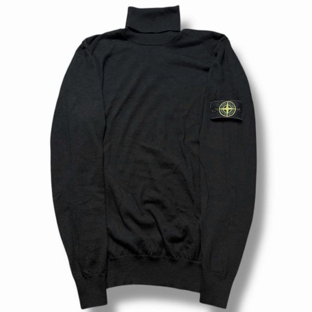 美品 STONE  タートル ロゴ ワッペン ニット ウール XL