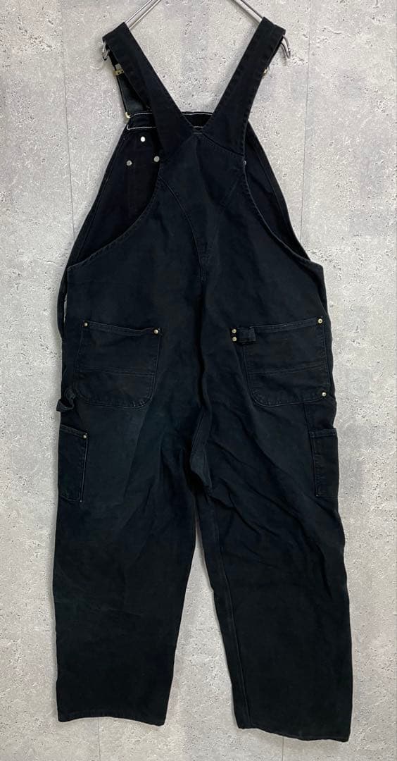 カーハート　USA製ブラックオーバーオールダック地　ダブルニー W46 L30