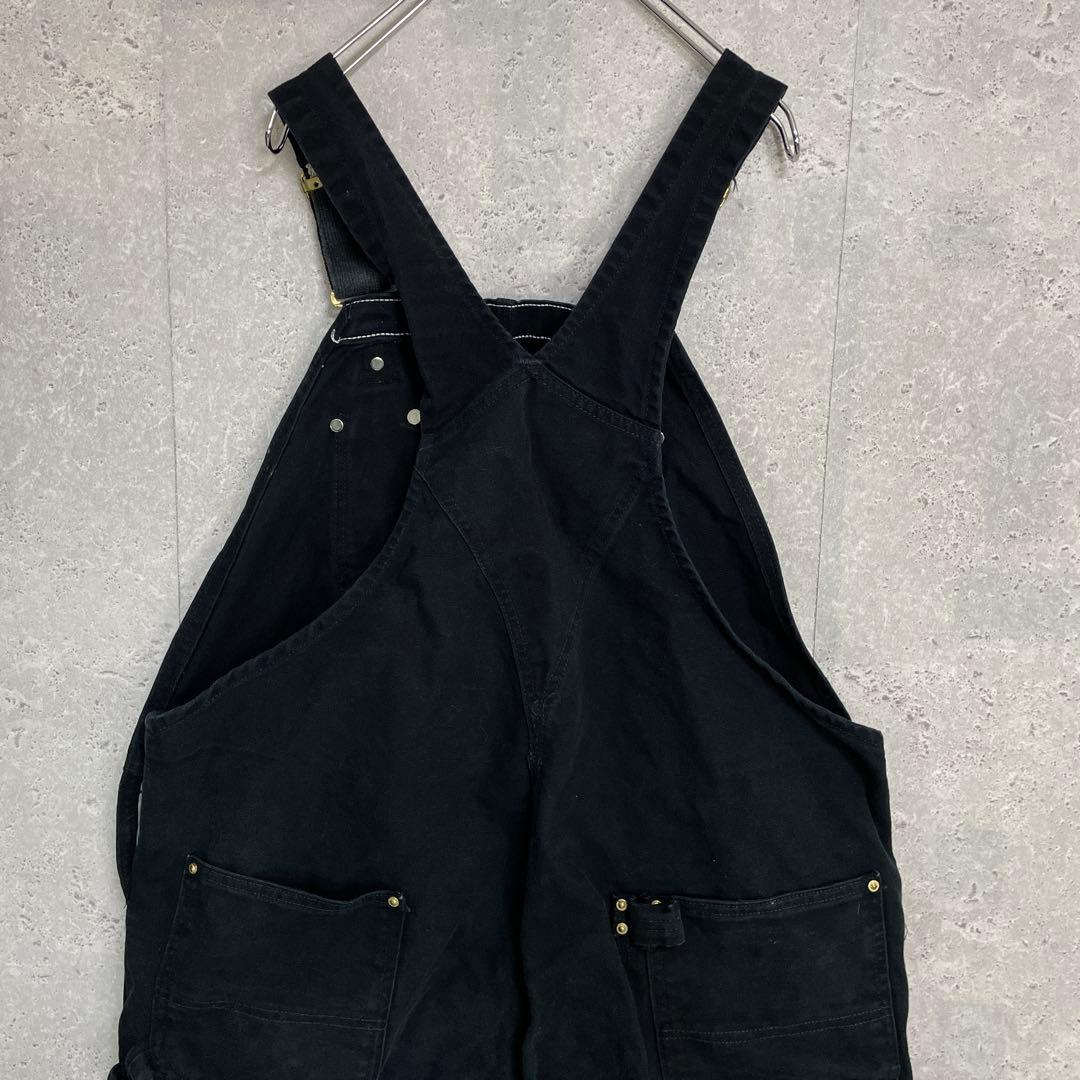 カーハート　USA製ブラックオーバーオールダック地　ダブルニー W46 L30