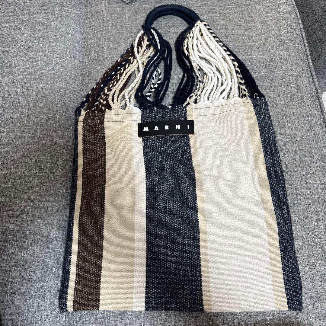 《美品》MARNI ハンモックバッグ ストライプ トートバッグ