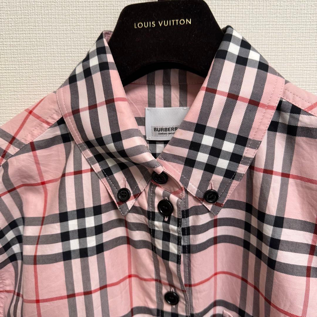 22SS 伊製 バーバリー レディース 長袖 シャツ ノバチェック柄 ピンク