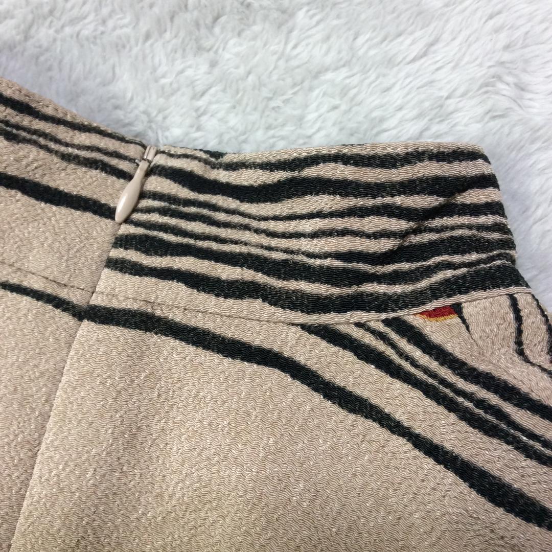 美品★詩仙堂ちりめん 3点セットアップ　ジャケット／ブラウス／スカート　ベージュ