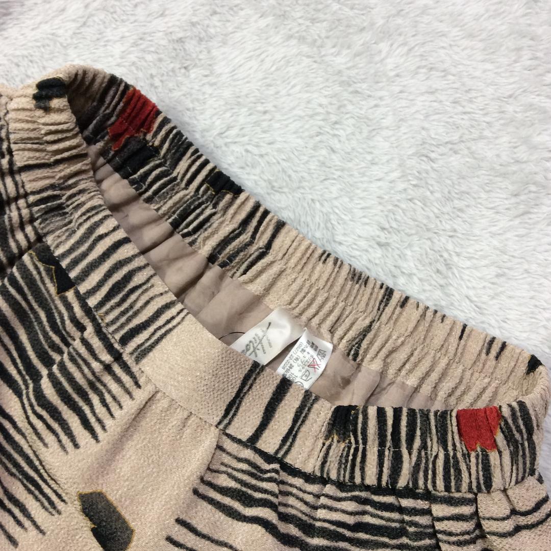 美品★詩仙堂ちりめん 3点セットアップ　ジャケット／ブラウス／スカート　ベージュ