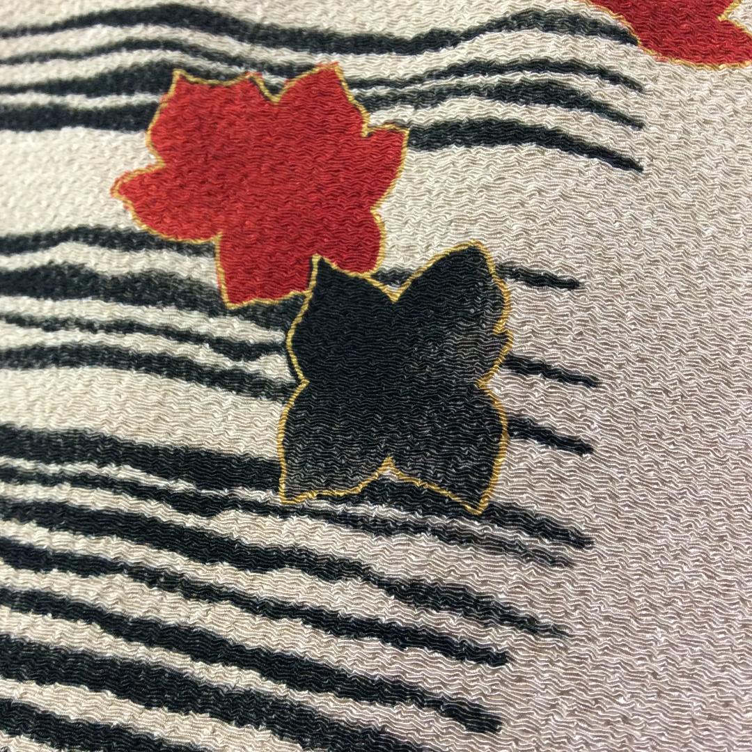 美品★詩仙堂ちりめん 3点セットアップ　ジャケット／ブラウス／スカート　ベージュ