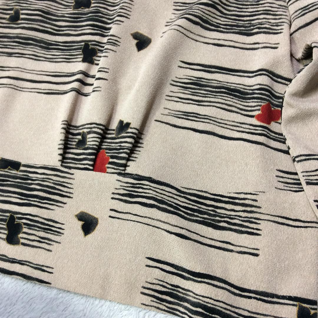 美品★詩仙堂ちりめん 3点セットアップ　ジャケット／ブラウス／スカート　ベージュ