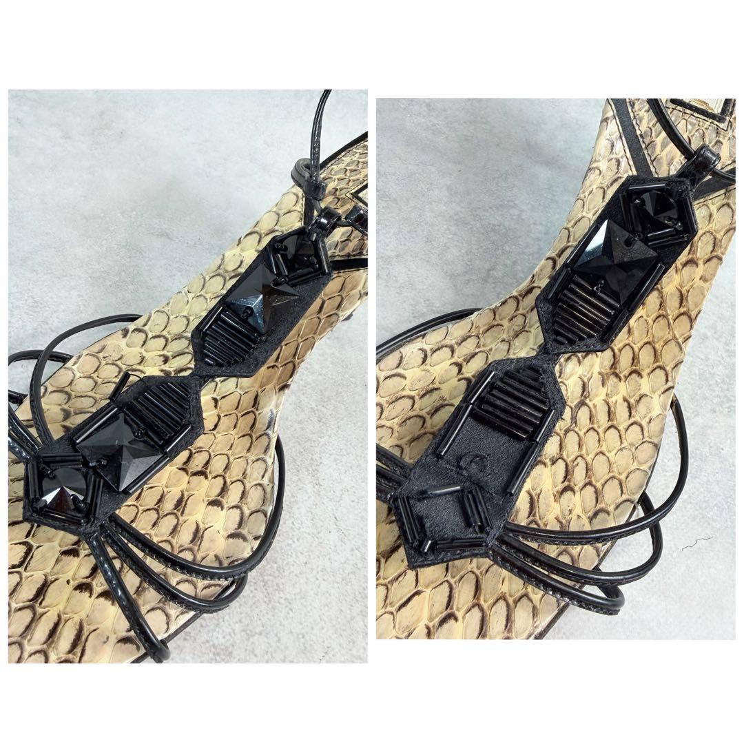 靴 Prada Python T-Strap Sandals 37 1/2