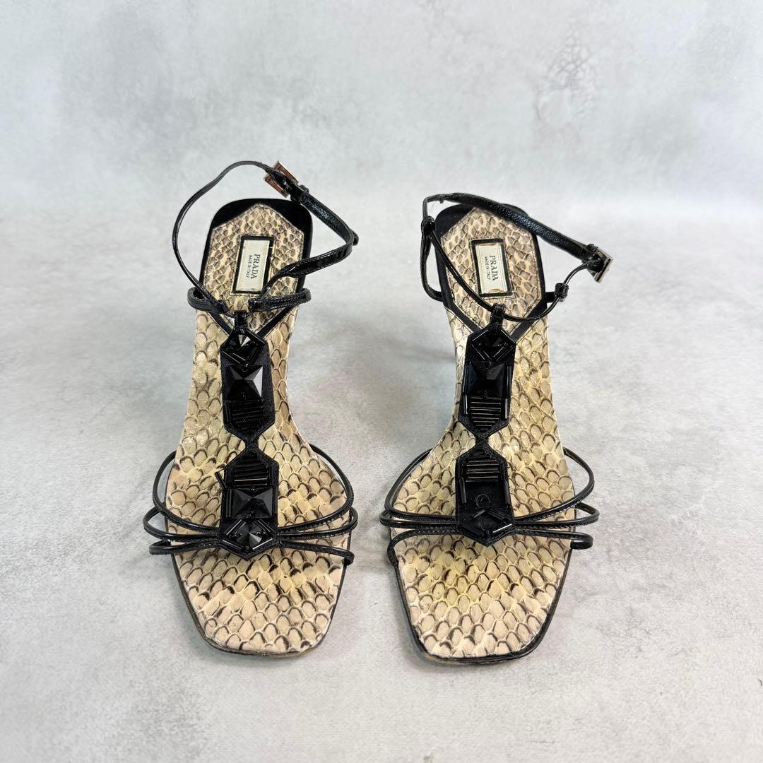 靴 Prada Python T-Strap Sandals 37 1/2