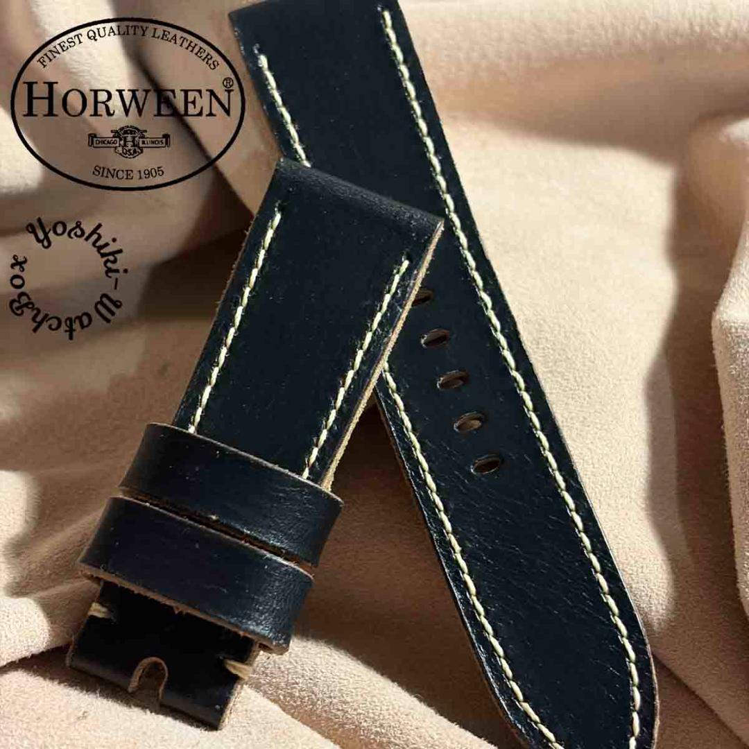 hor-240 クロムエクセルレザー ブラック 腕時計ベルト ラグ幅24mm