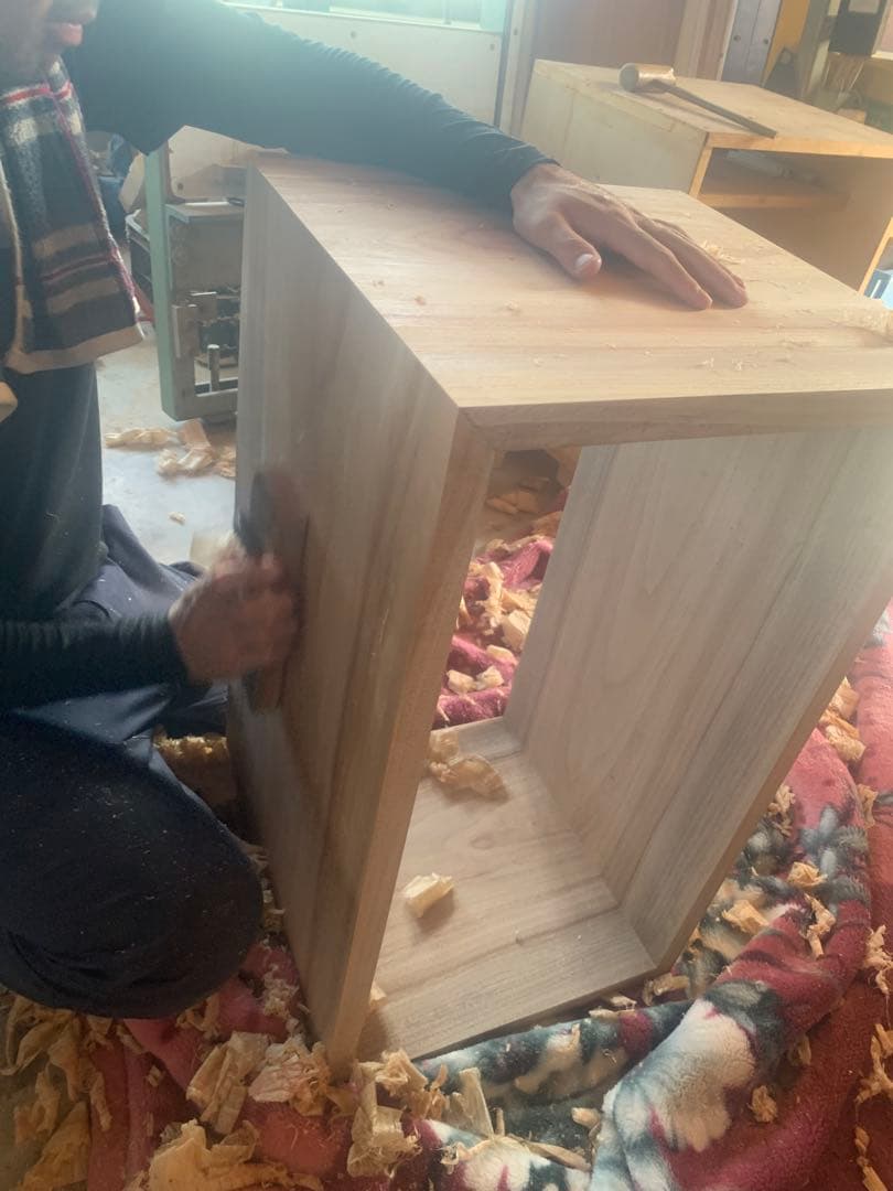 ☆Aya,☆ロ型(楠、無塗装)無垢家具キャビネット製作●確認