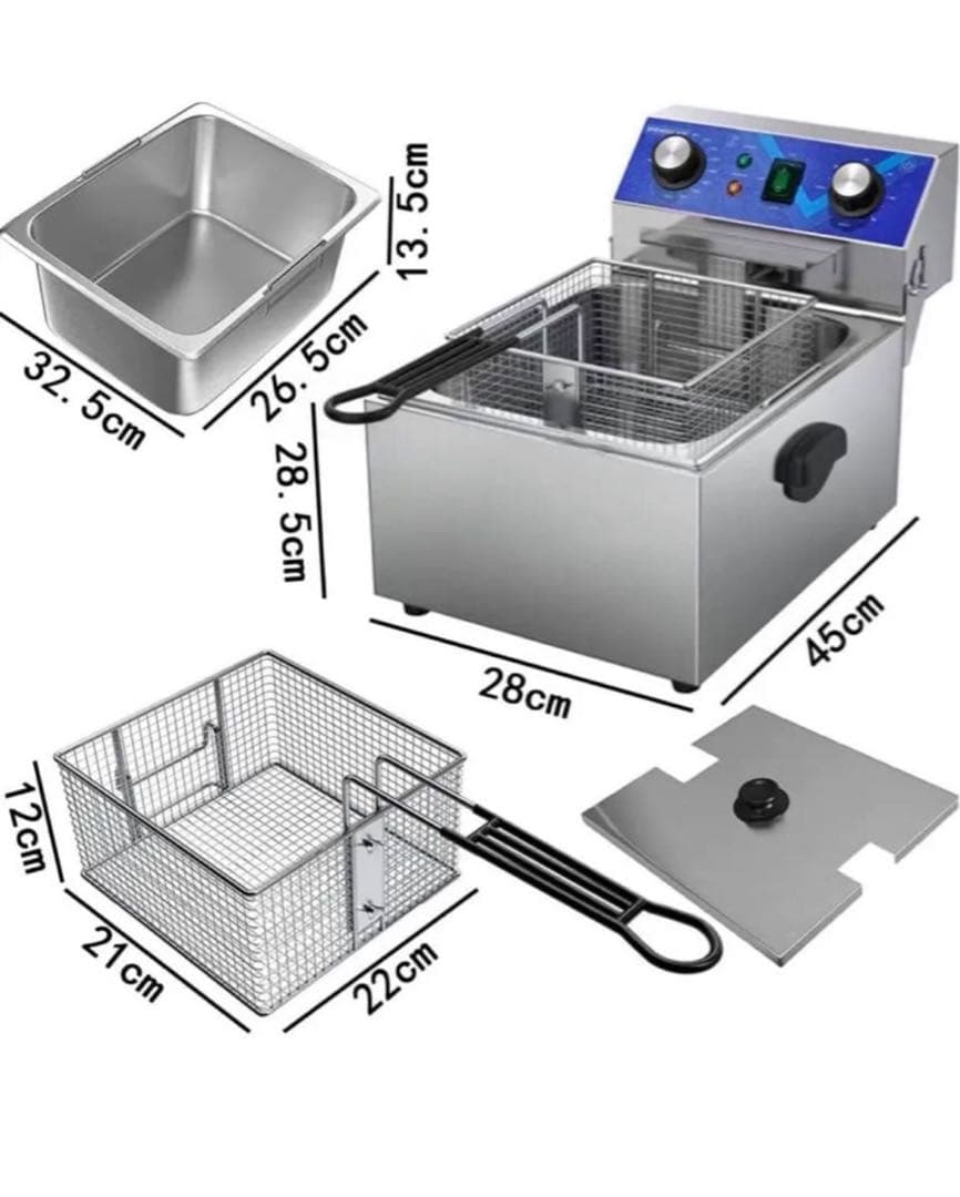 電気フライヤー 10L 卓上フライヤー 揚げ物器 ミニフライヤー 揚げ物
