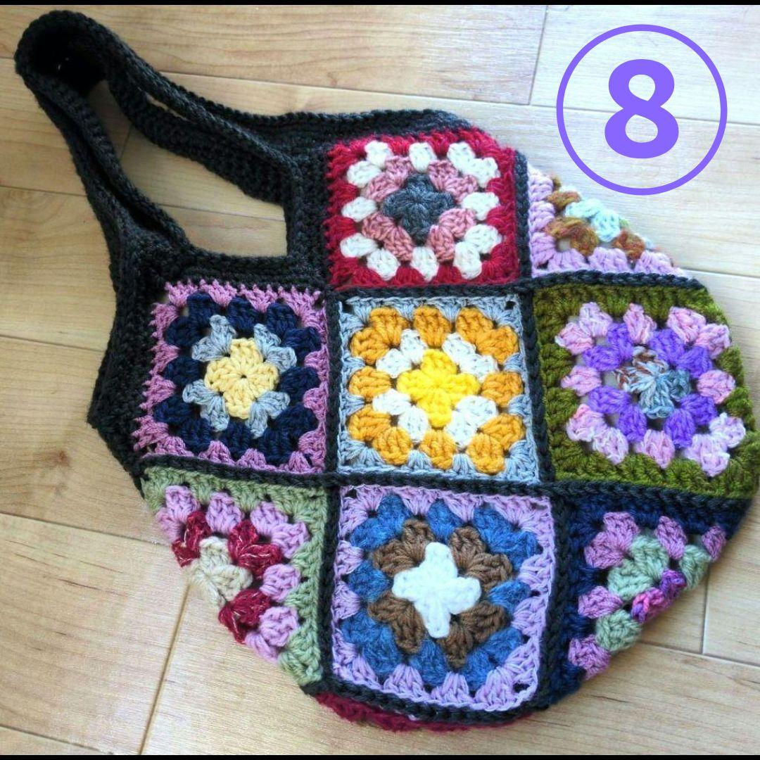 【もも】ハンドメイド グラニースクエアのモチーフバッグ 7点