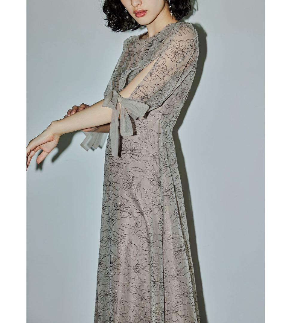 リボンディテールエンブロイダリードレス niana