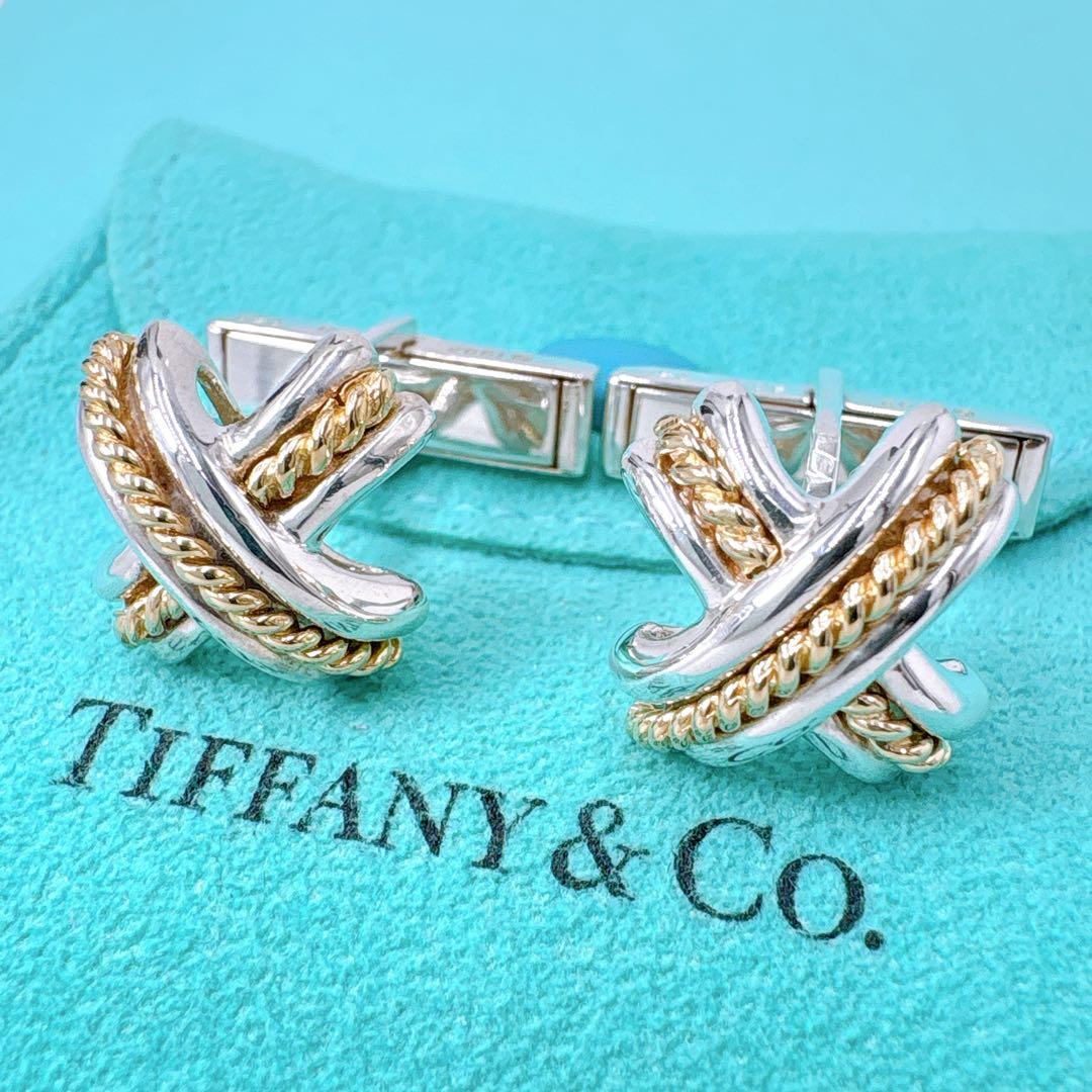 オールドティファニー シグネチャー コンビ カフス シルバー925 k18