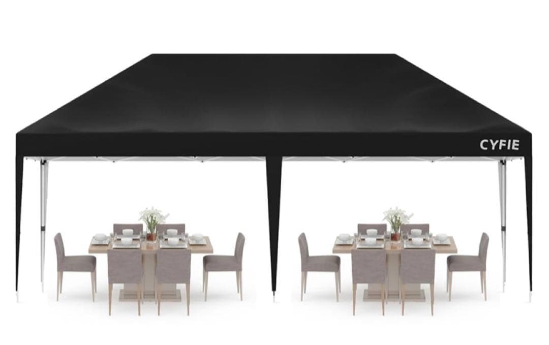 CYFIE タープテント 6m ワンタッチタープ 網戸付き 3段階調節
