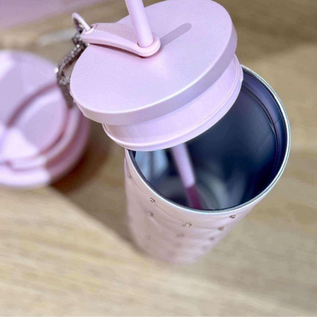 中国スターバックス　ステンレスタンブラー　ラインストーン　バレンタイン　チャーム