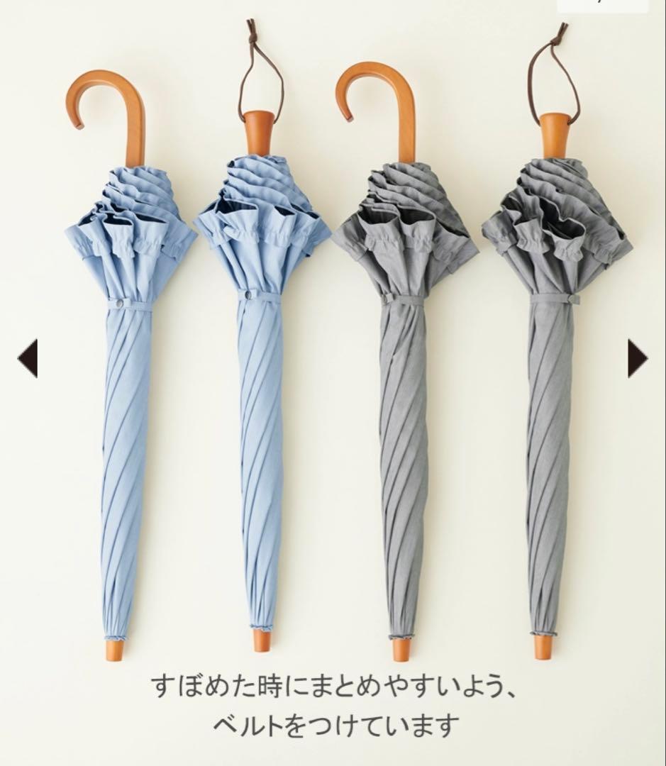 【新品未使用】サンバリア　折りたたみ日傘 ２段折 フリル フロスト