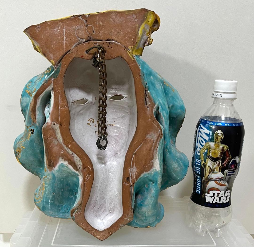 イタリア作家物☆ヴェネチアンマスクの貴婦人 仮面 陶器製壁掛オブジェ