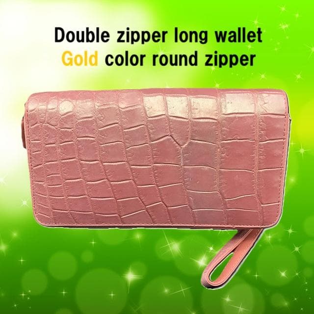 フォロー割適用　本物クロコ・パール・一枚革　シャムクロコダイル　ダブル　長財布2